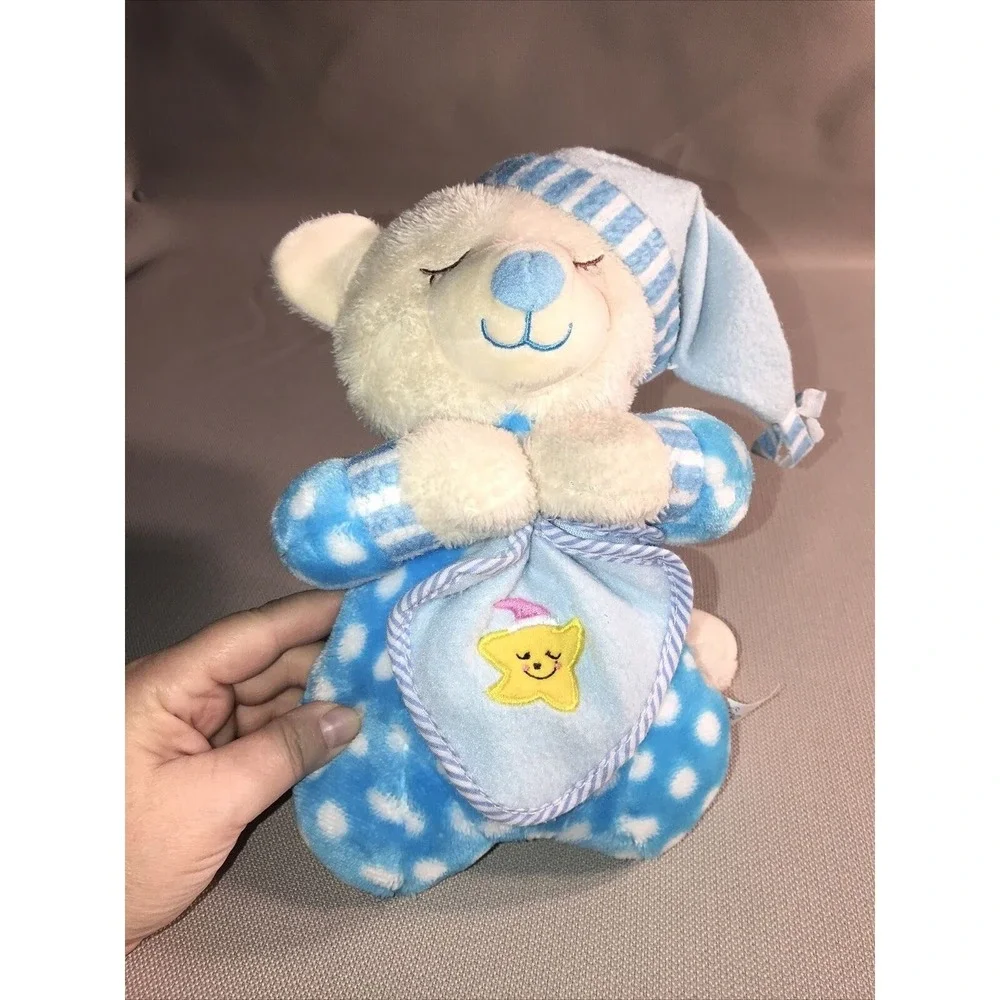 Hug Fun Sleeping Bear Blue Dots Blanket Plush Crib Baby Toy‎ Not Working